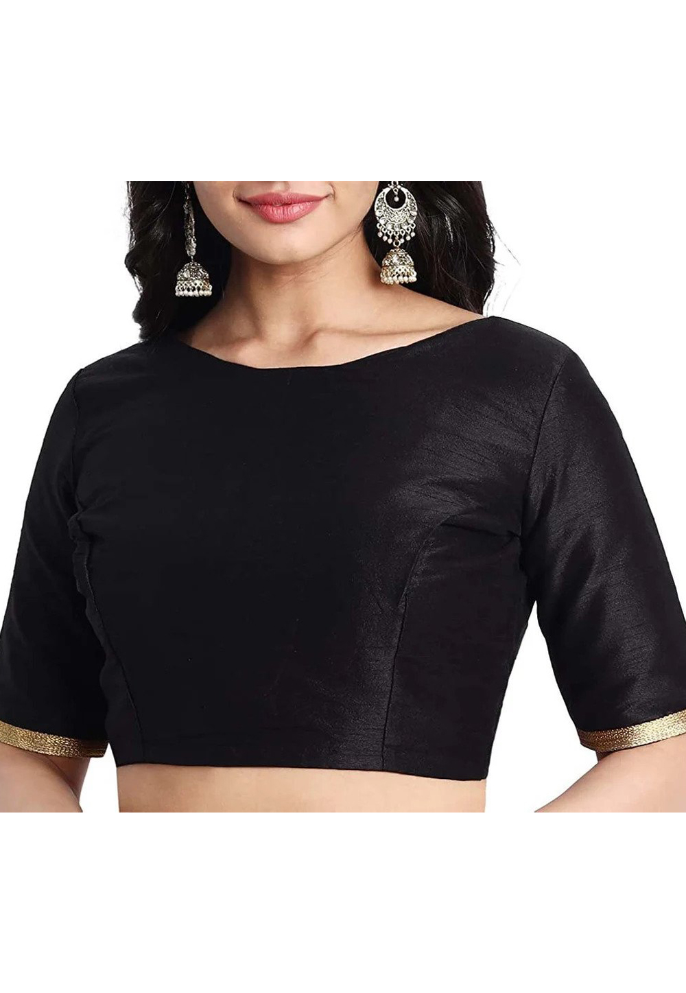 Black Dupion Silk Readymade Blouse 244922