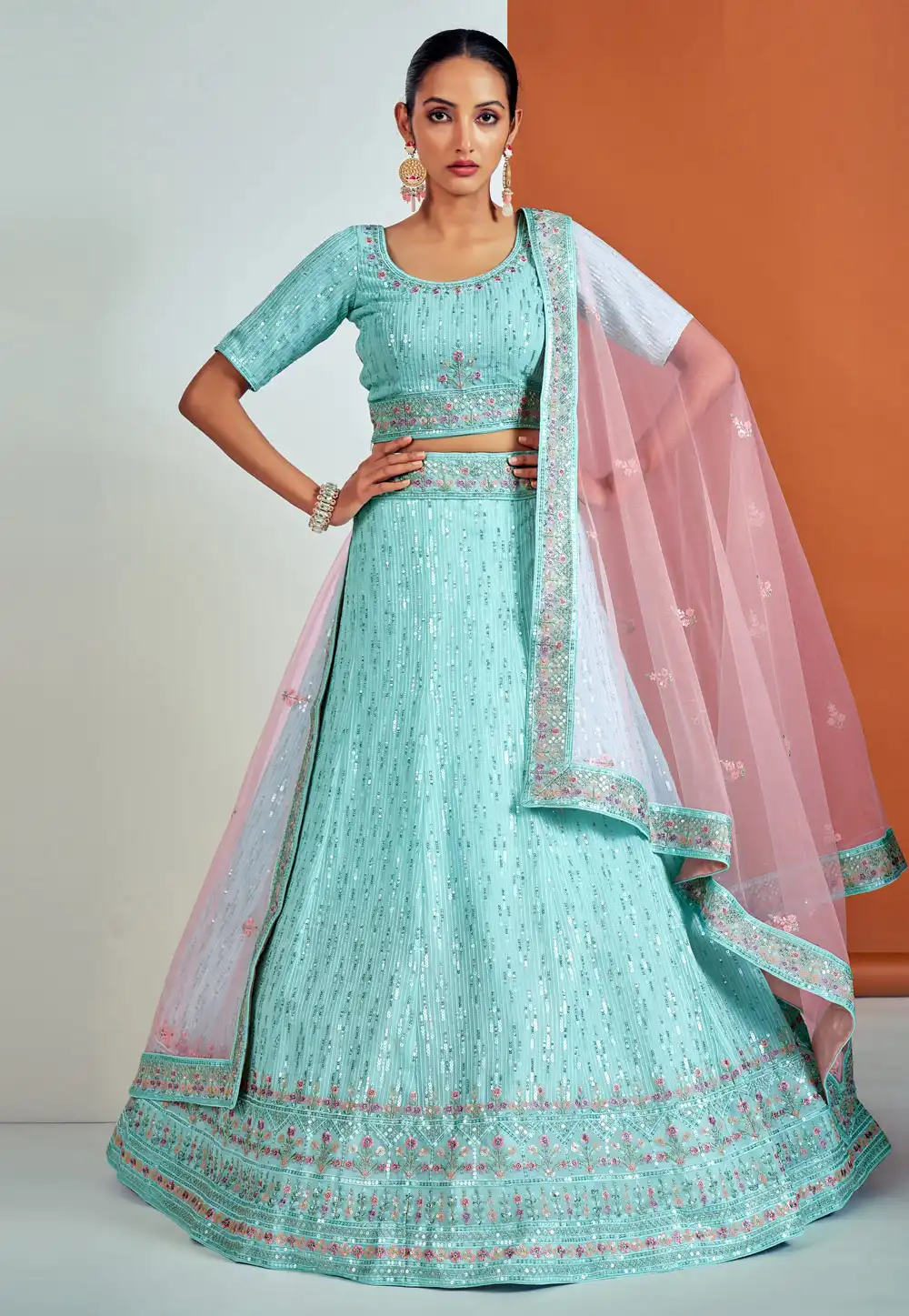 Aqua Georgette A Line Lehenga Choli 262758