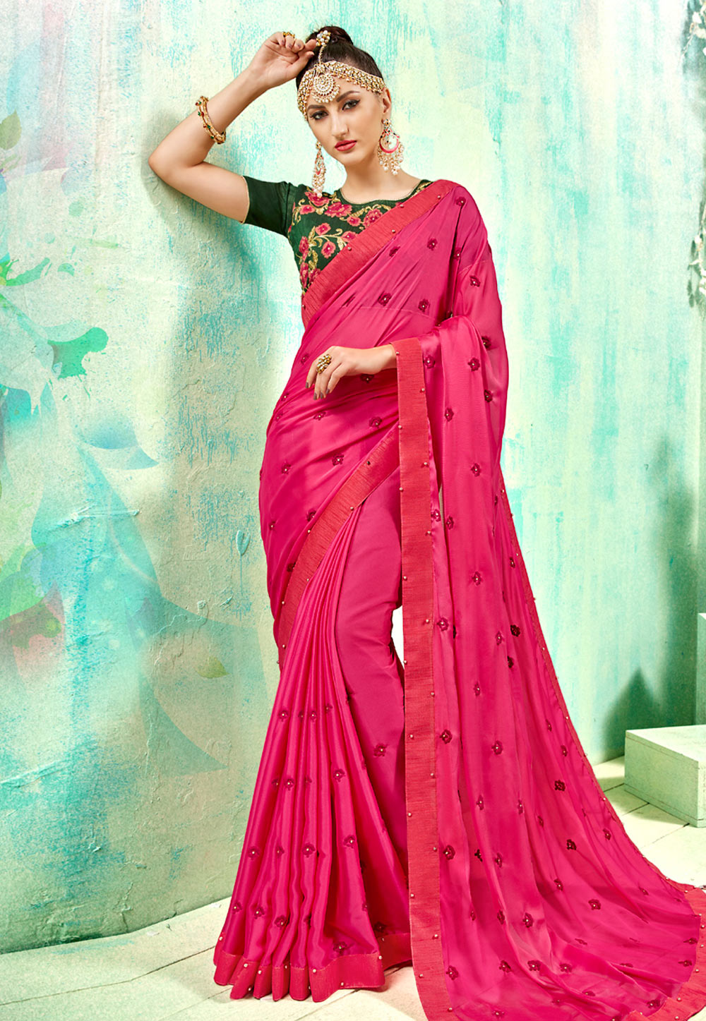 Pink Georgette Festival Wear Saree 163484