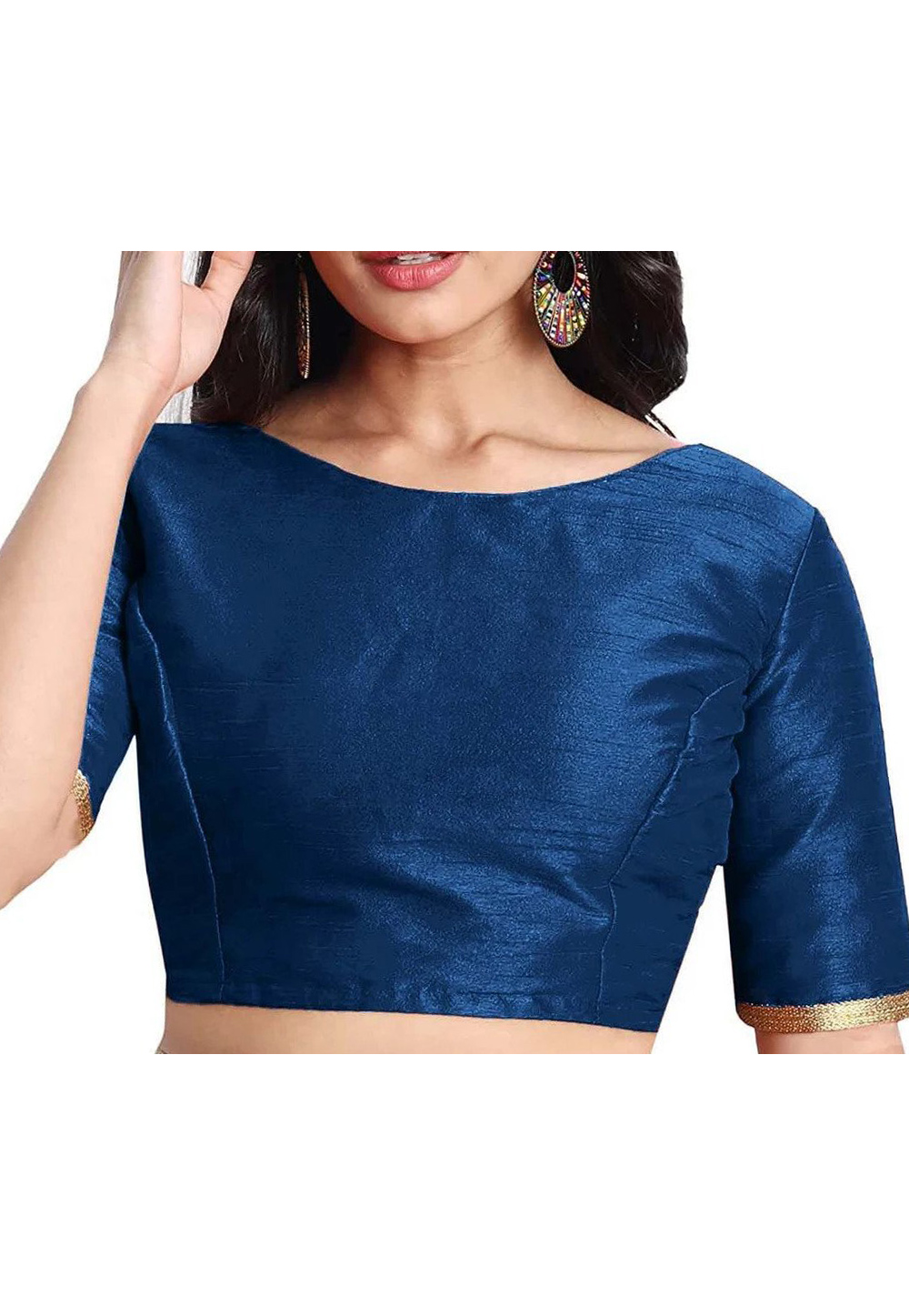 Blue Dupion Silk Readymade Blouse 244923