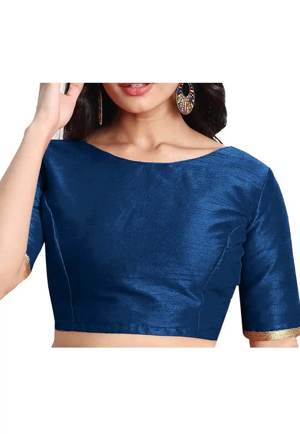 Blue Dupion Silk Readymade Blouse 244923
