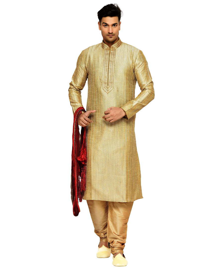 Golden Dupion Readymade Kurta Pajama 117369