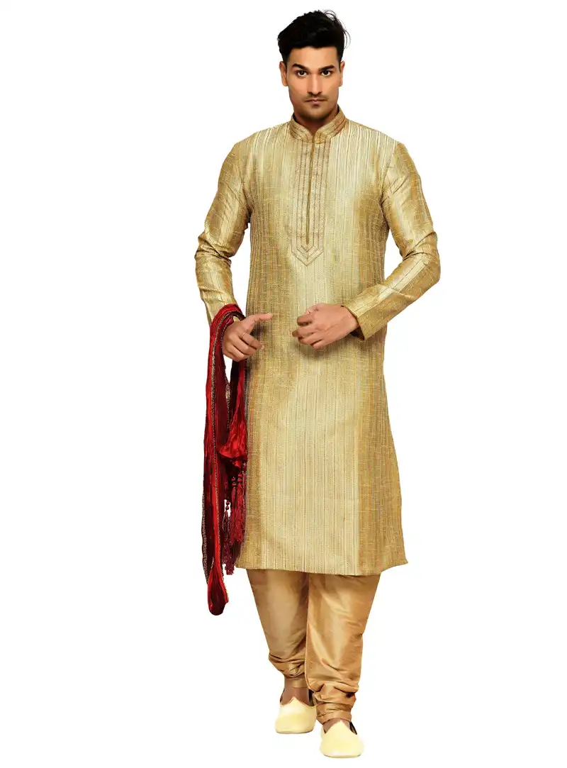Golden Dupion Readymade Kurta Pajama 117369