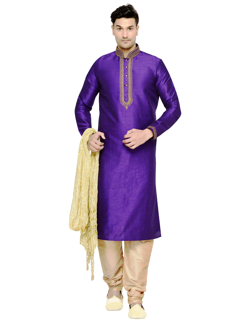 Violet Dupion Readymade Kurta Pajama 117372