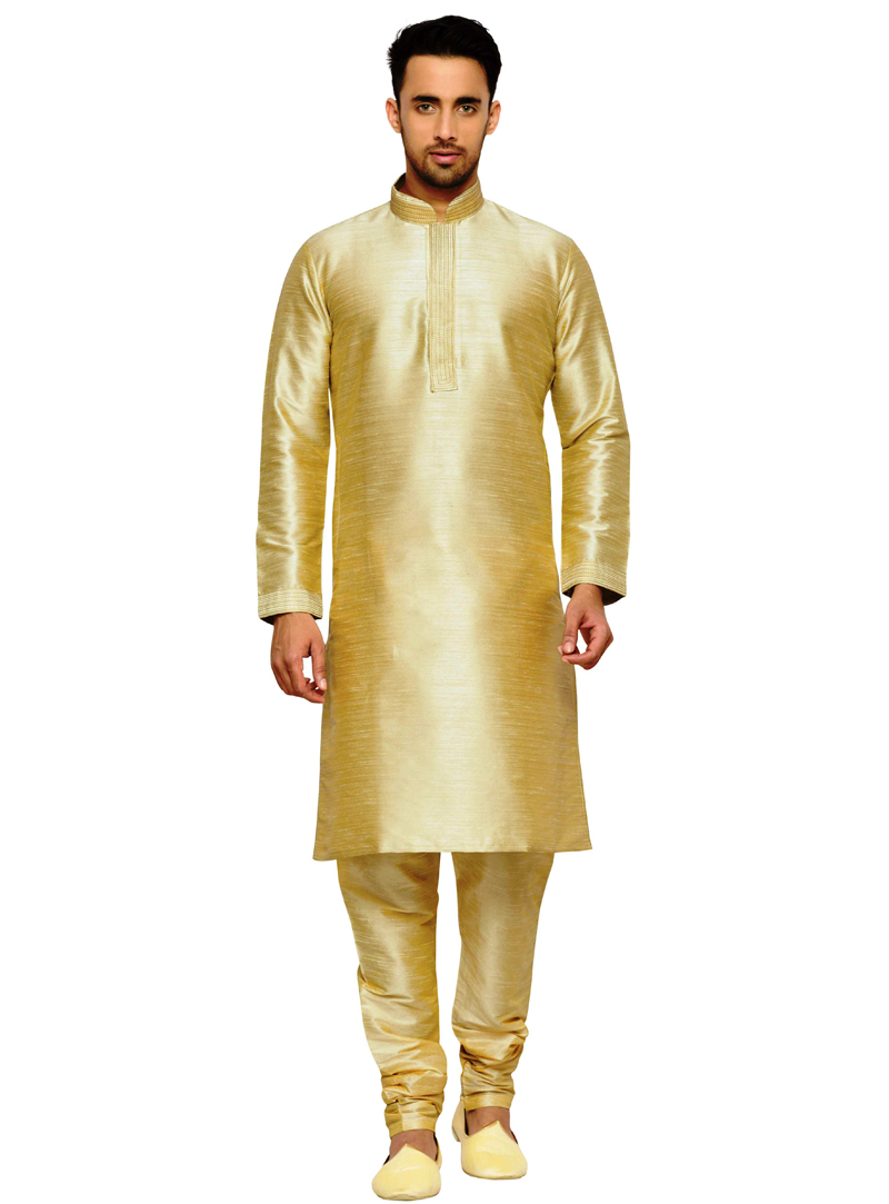 Golden Dupion Readymade Kurta Pajama 117373
