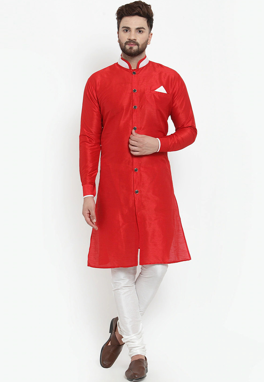 Red Silk Indo Western Suit 234969