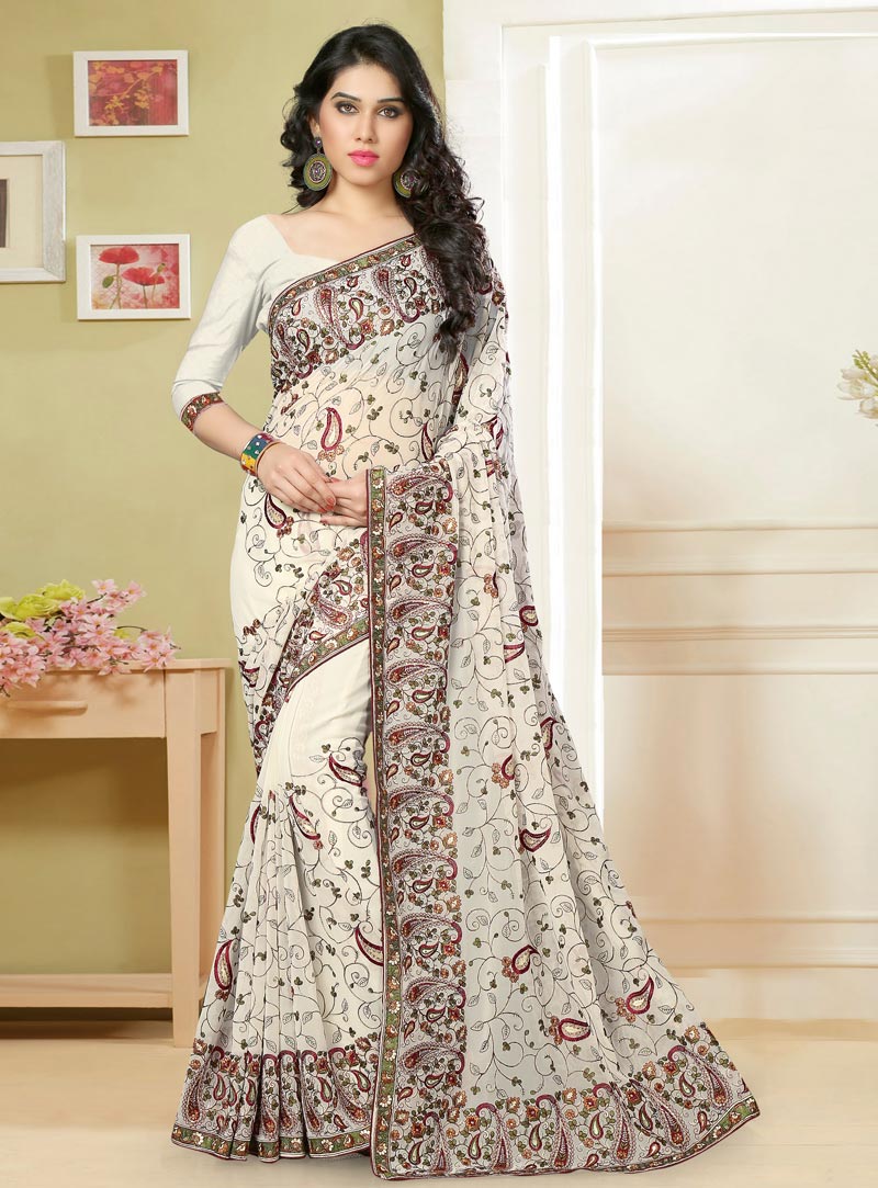 Off White Georgette Festival Wear Saree 82770
