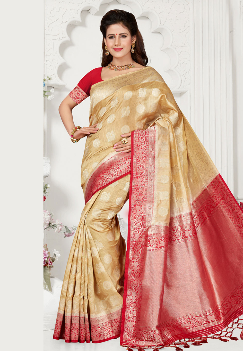 Beige Silk Festival Wear Saree 163682