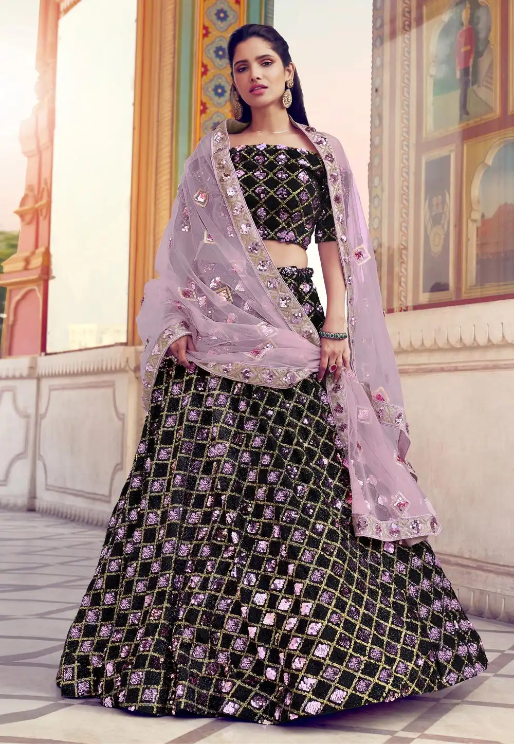 Black Lycra Party Wear Lehenga Choli 218975