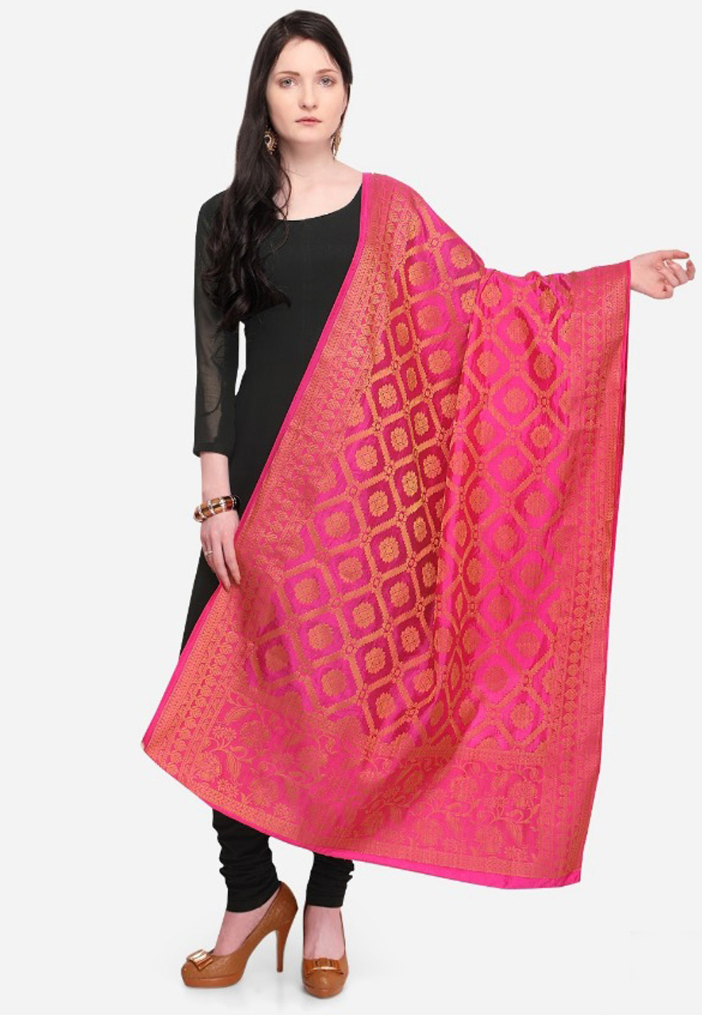 Pink Banarasi Dupatta 164330