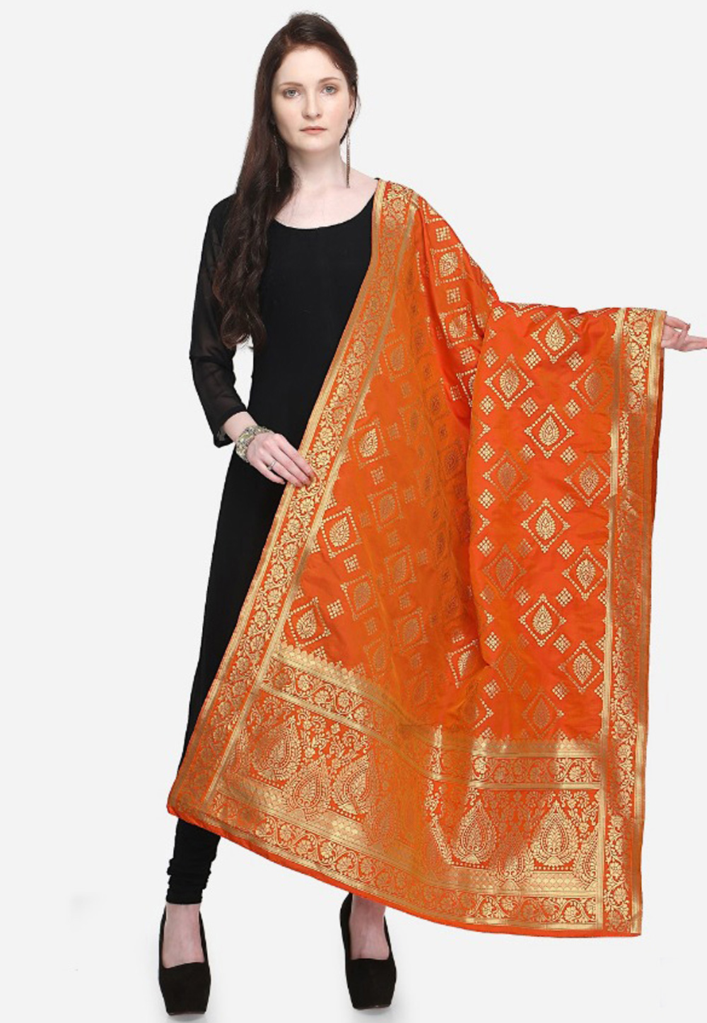 Orange Banarasi Dupatta 164346