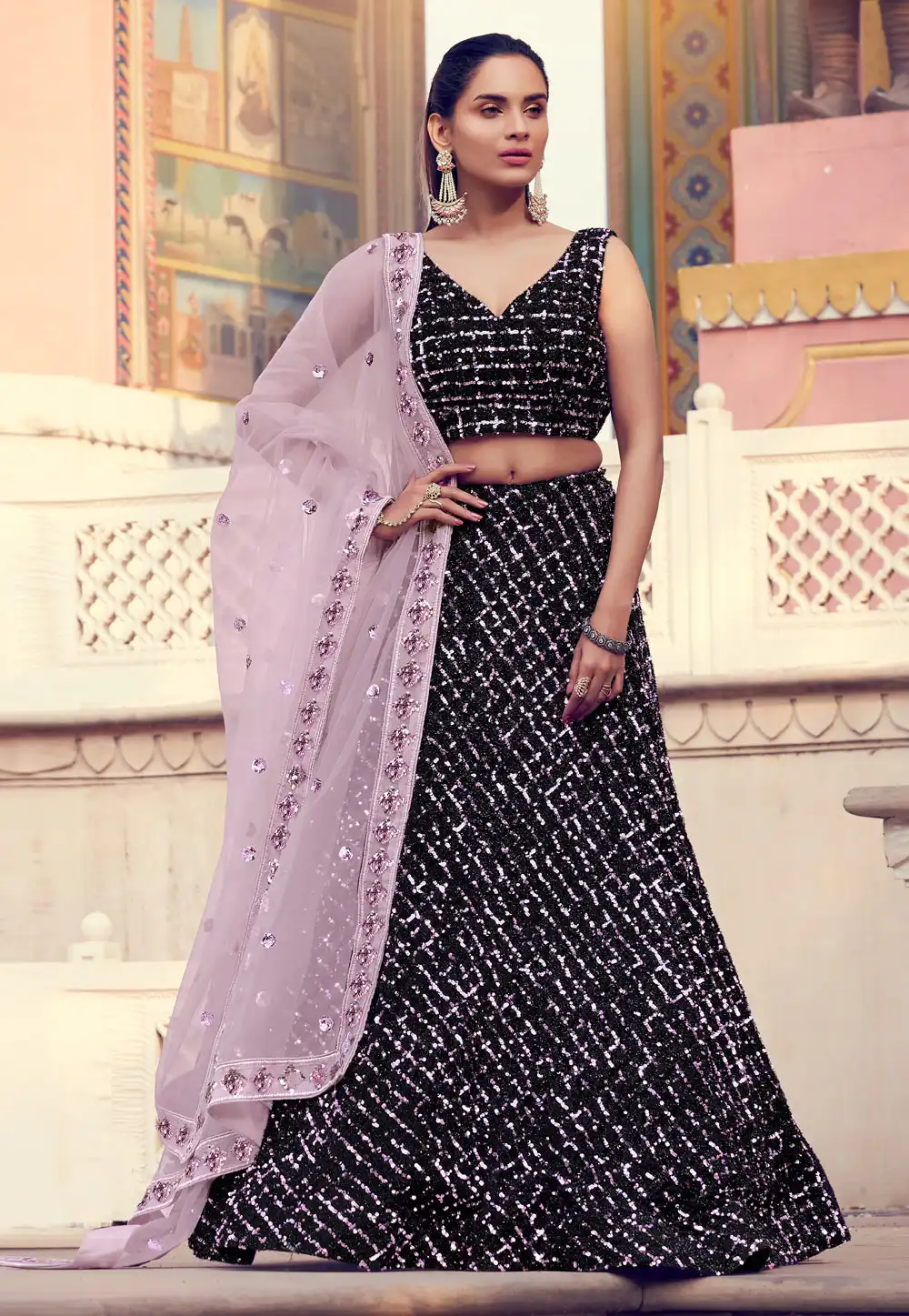 Black Lycra Party Wear Lehenga Choli 218978