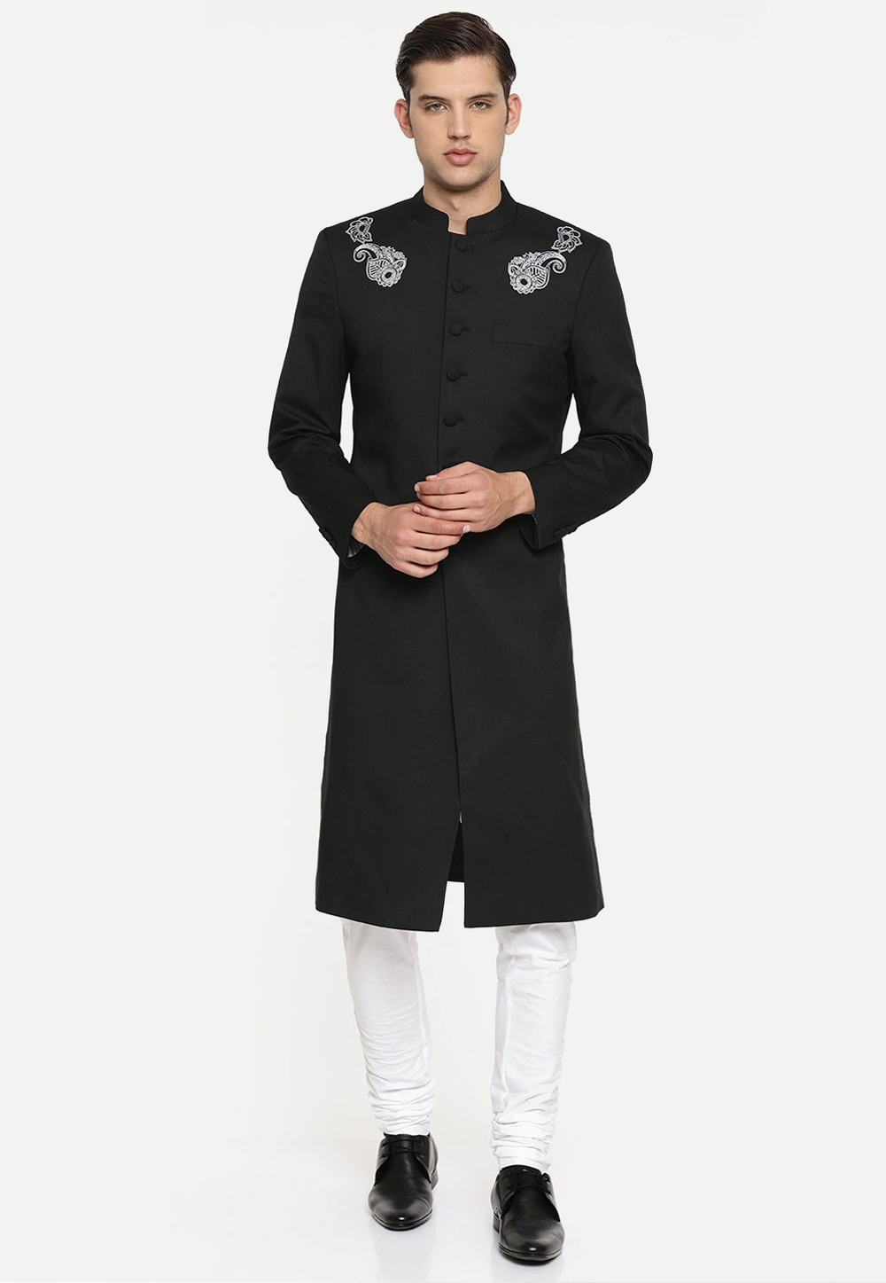 Black Viscose Sherwani 235198