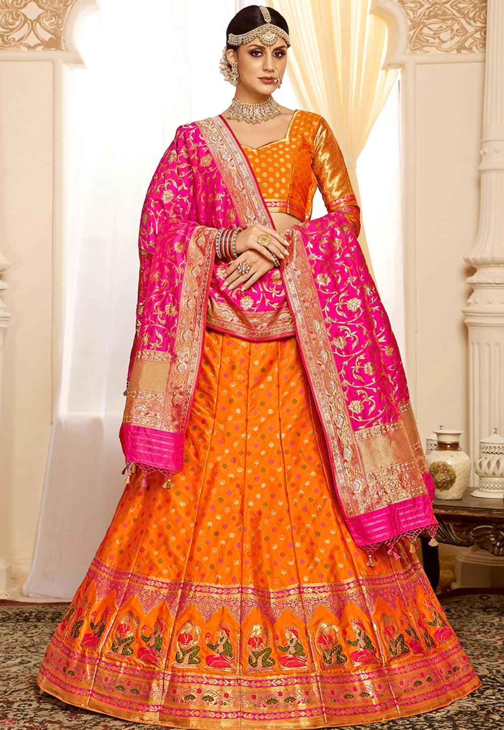 Mustard Silk Circular Lehenga Choli 165215