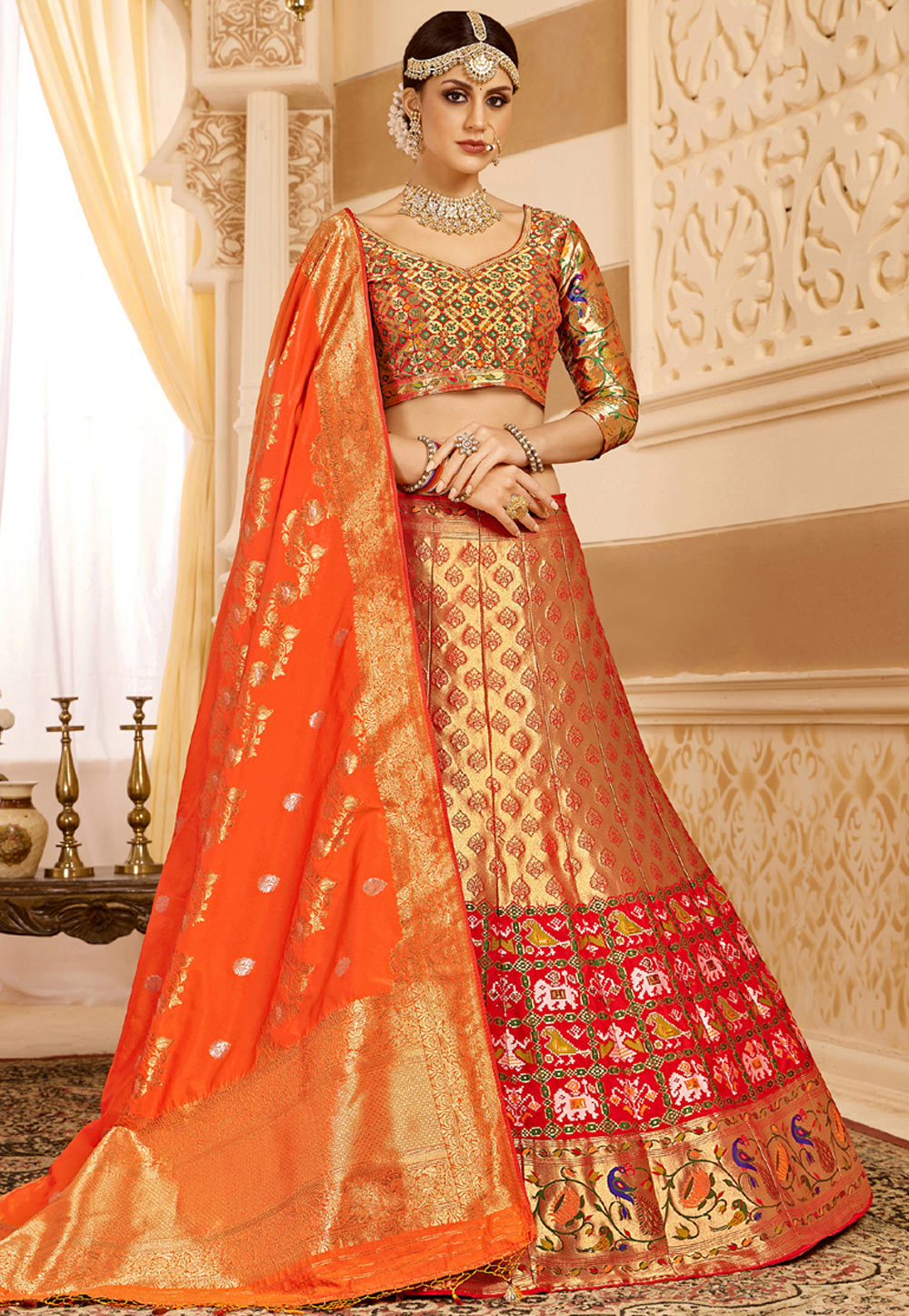 Golden Silk Circular Lehenga Choli 165223
