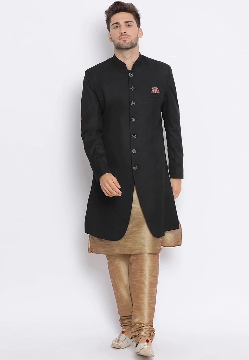 Black Viscose Indo Western Kurta 235202