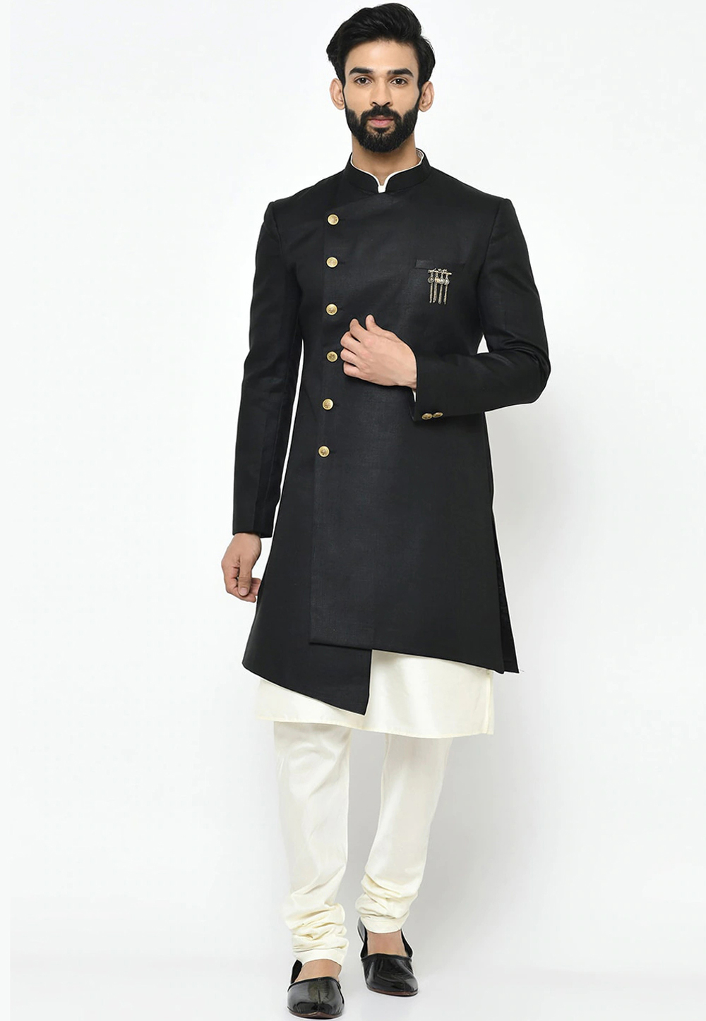 Black Viscose Indo Western Kurta 235205