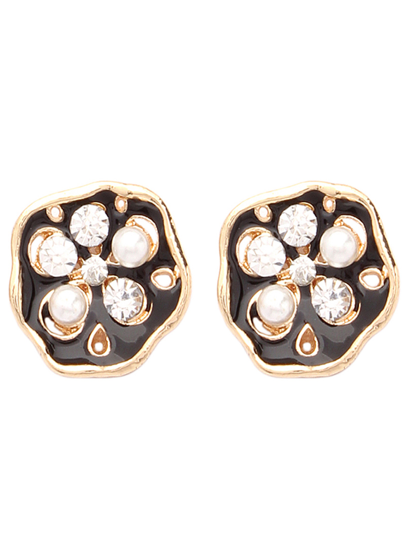 Black Alloy Austrian Diamonds Earrings 102429