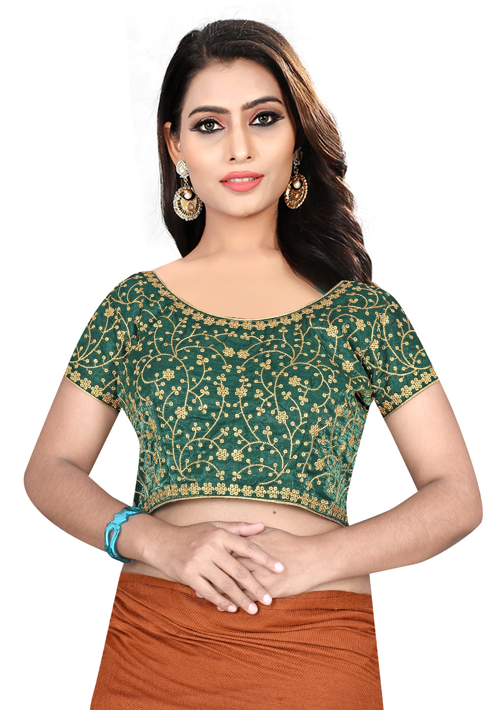 Green Silk Readymade Blouse 177906