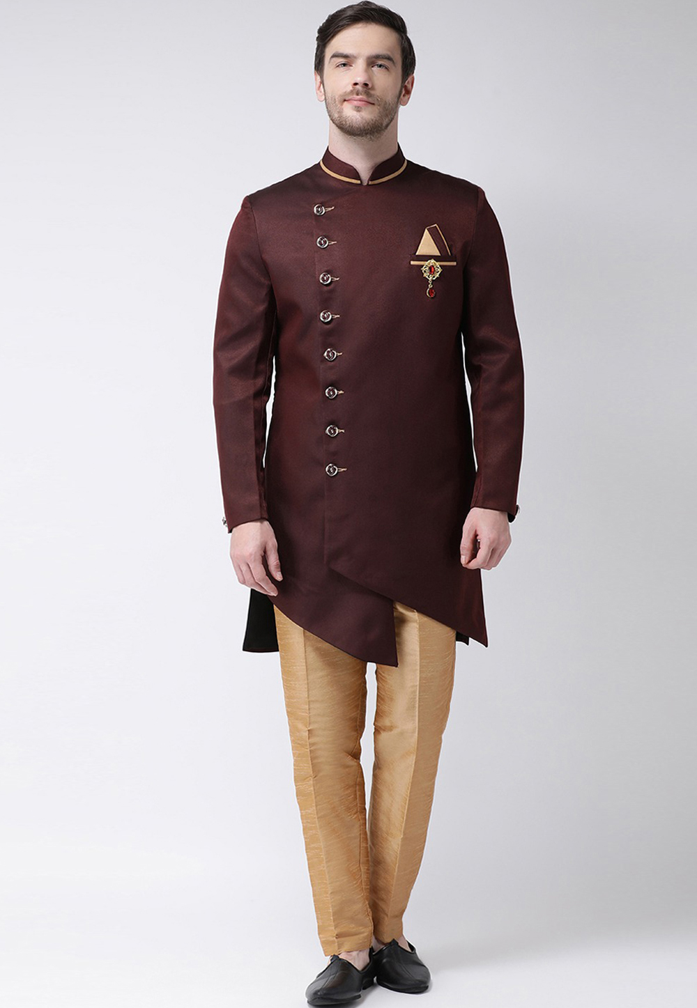 Wine Viscose Indo Western Sherwani 235210