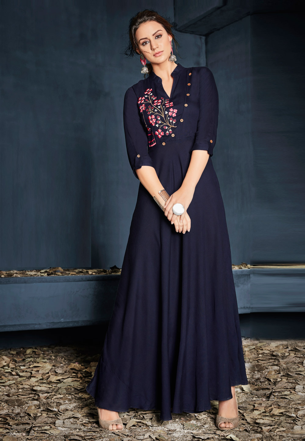 Navy Blue Rayon Tunic 230564