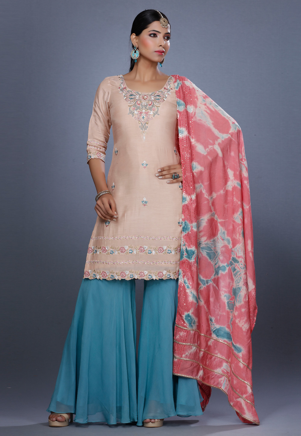 Peach Muslin Pakistani Salwar Kameez 271220