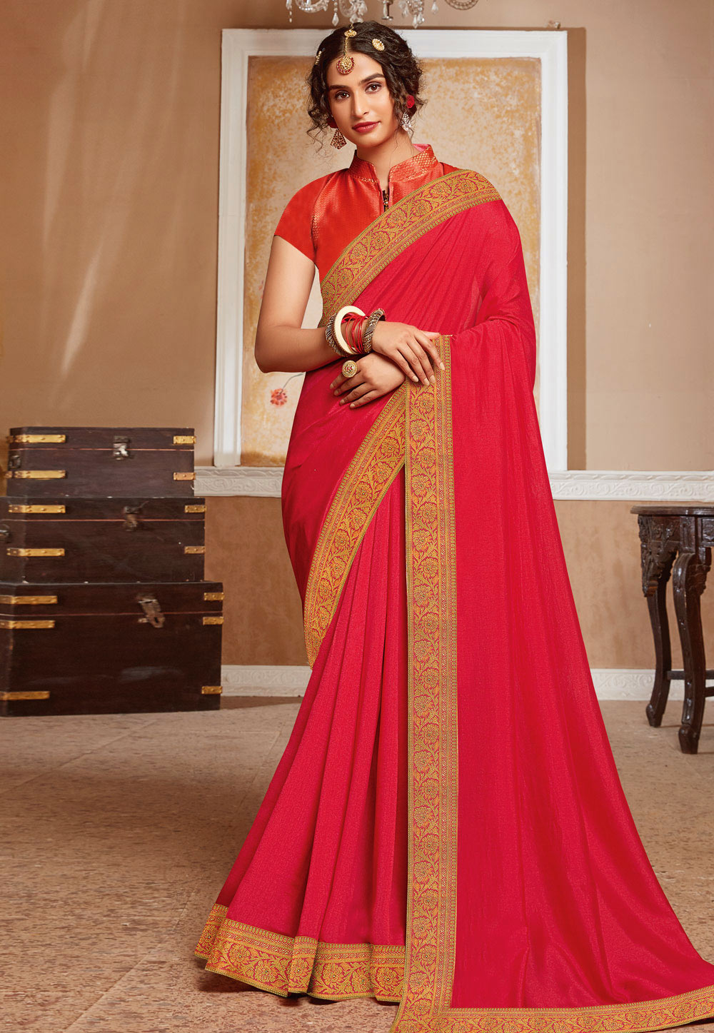 Pink Georgette Festival Wear Saree 214155