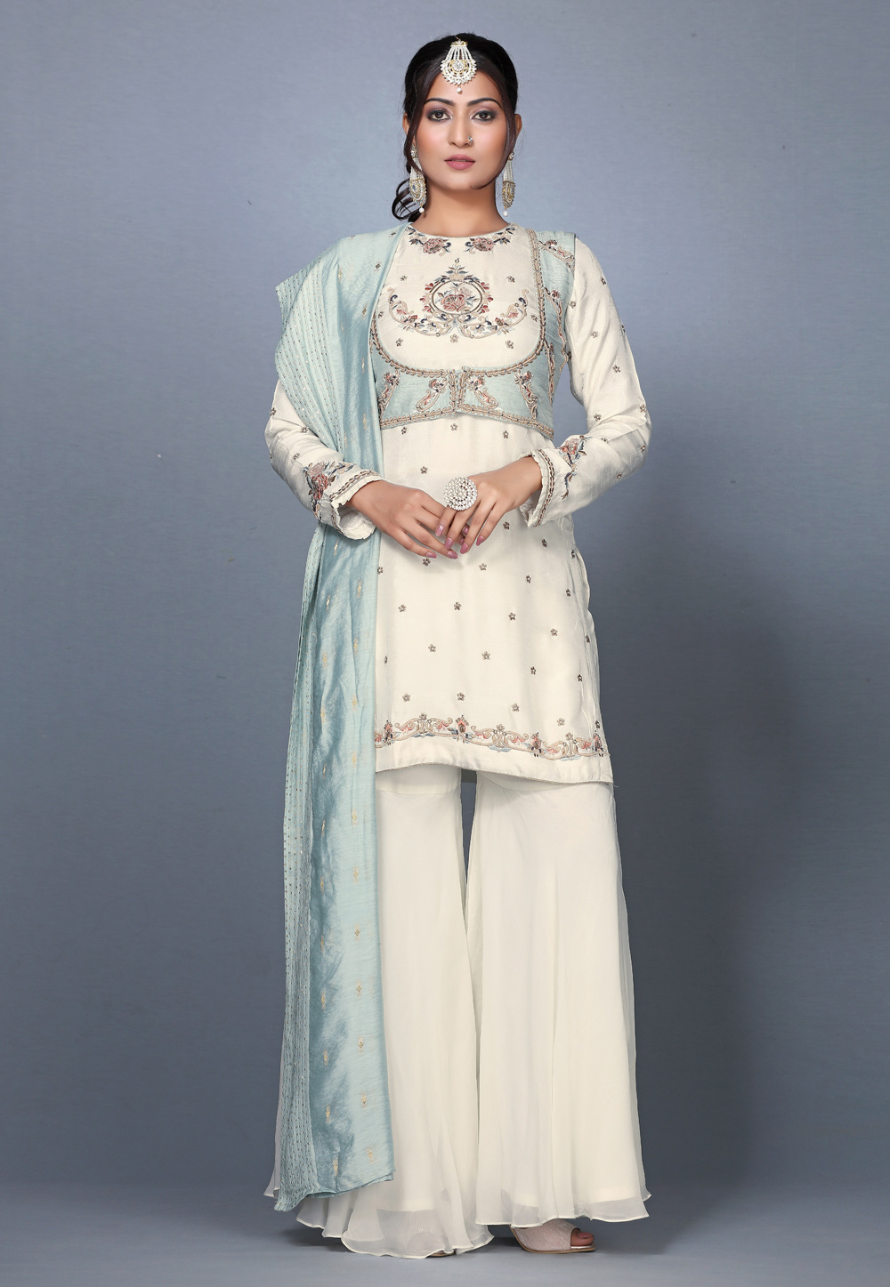 Cream Silk Sharara Suit 271225