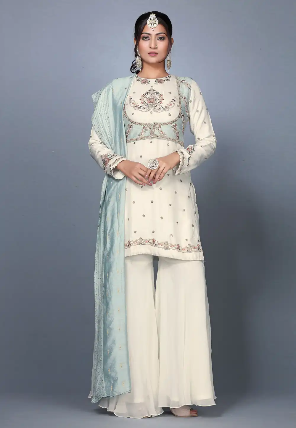 Cream Silk Sharara Suit 271225