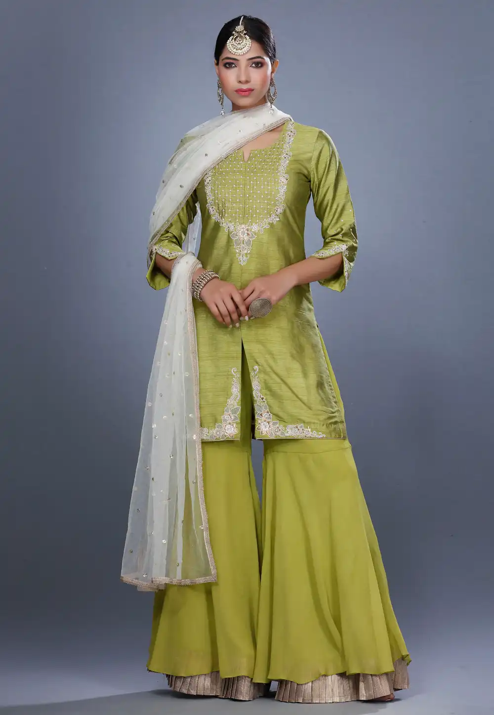 Light Green Raw Silk Pakistani Salwar Kameez 271232