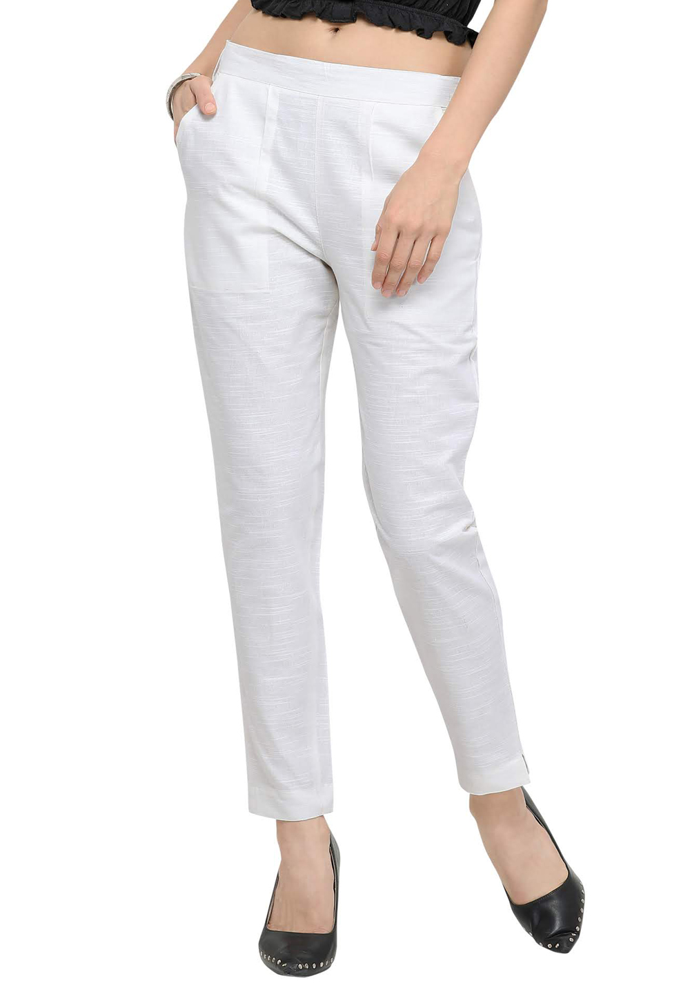 Off White Cotton Pant 179616
