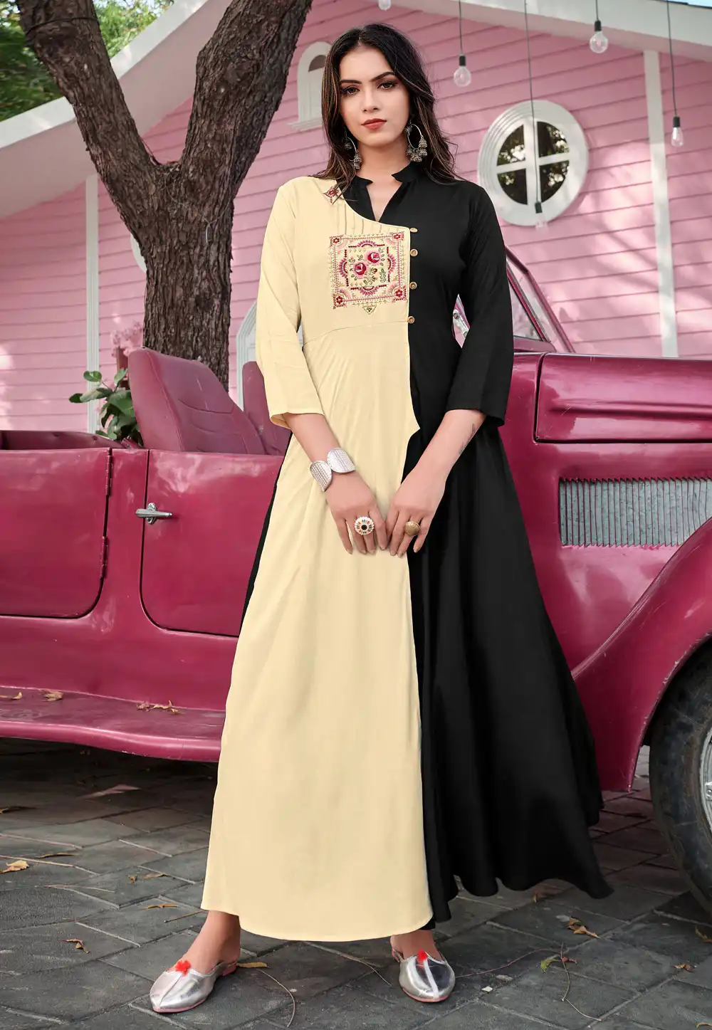 Beige Rayon Kurti 246604