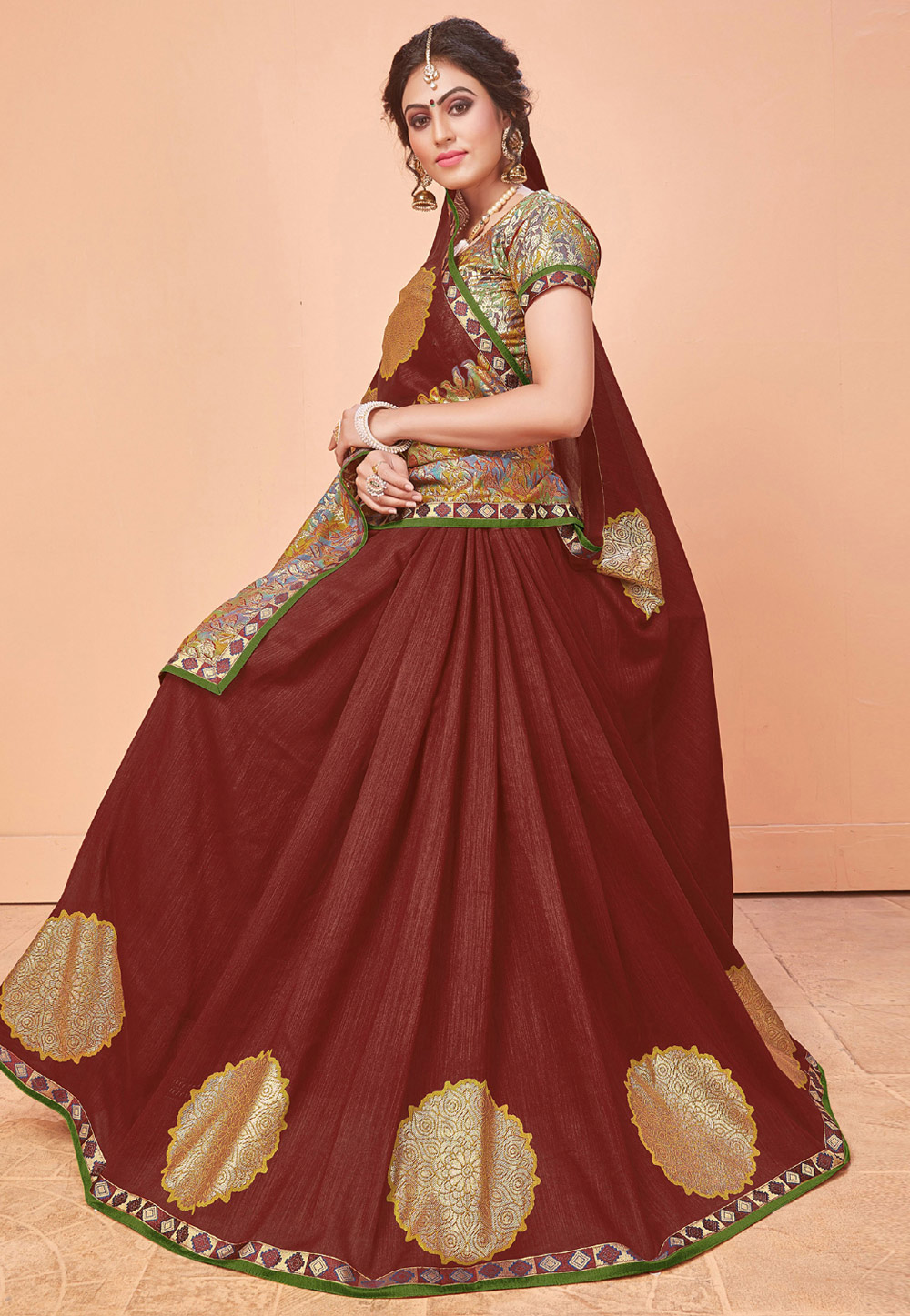 Maroon Brasso Festival Wear Saree 166864