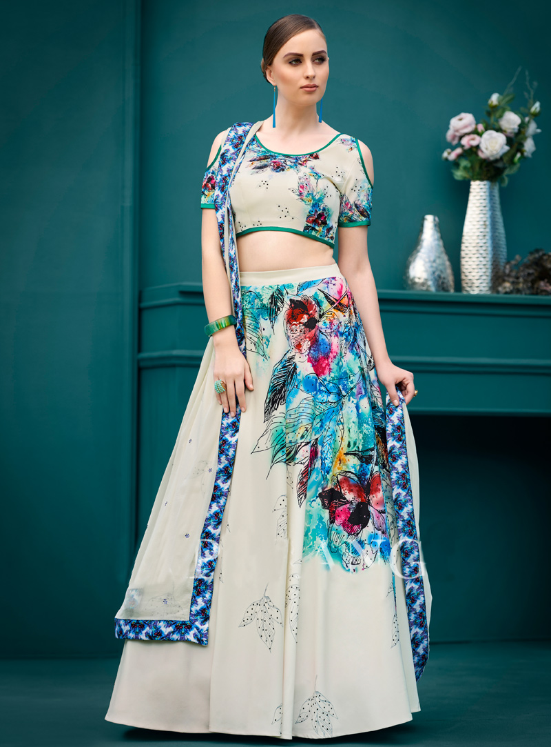 Off White Silk A Line Lehenga Choli 129662