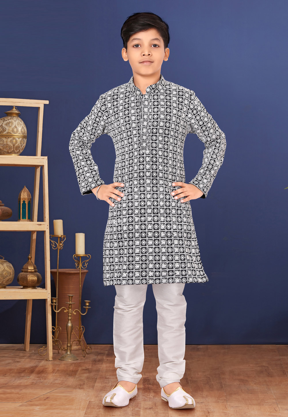 Black Georgette Kids Kurta Pajama 271917