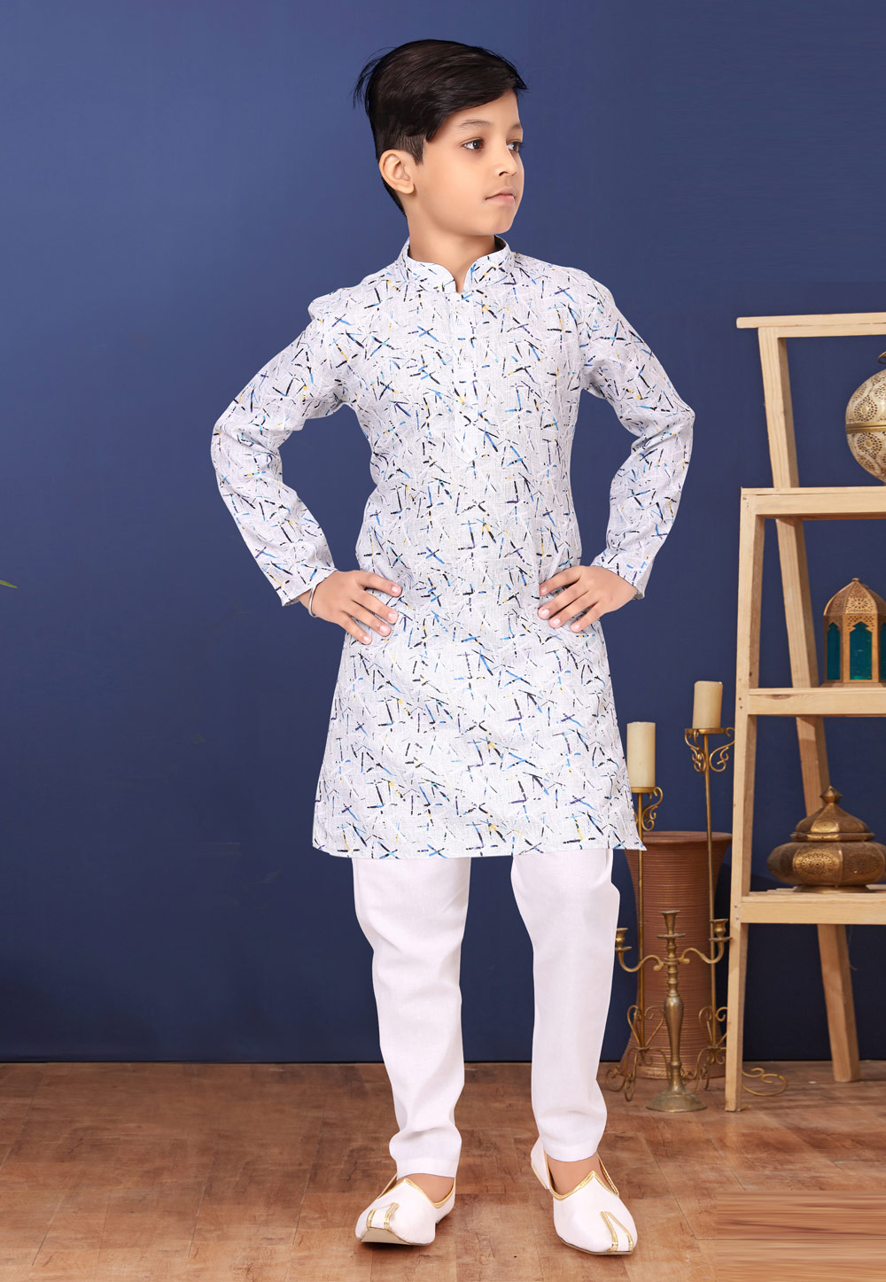 Grey Cotton Kids Kurta Pajama 271922