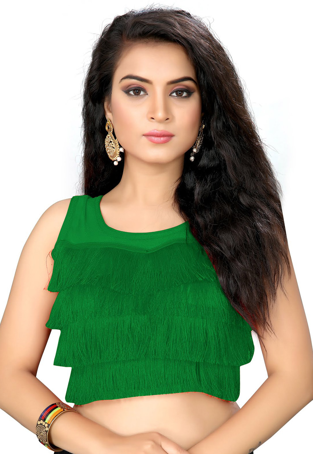 Green Silk Readymade Blouse 181015