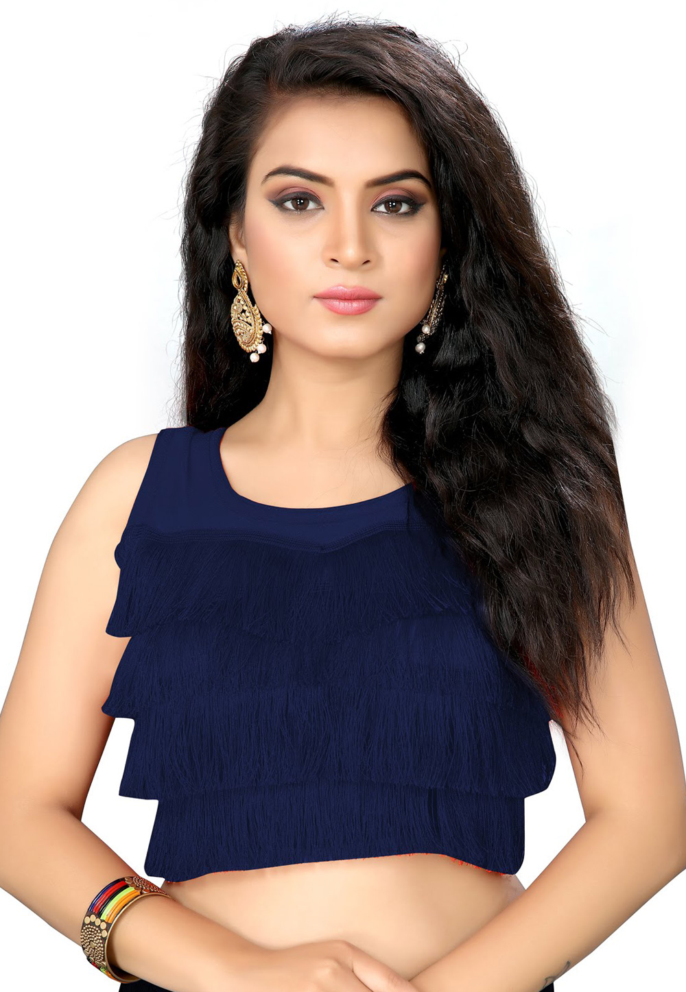 Navy Blue Silk Readymade Blouse 181018