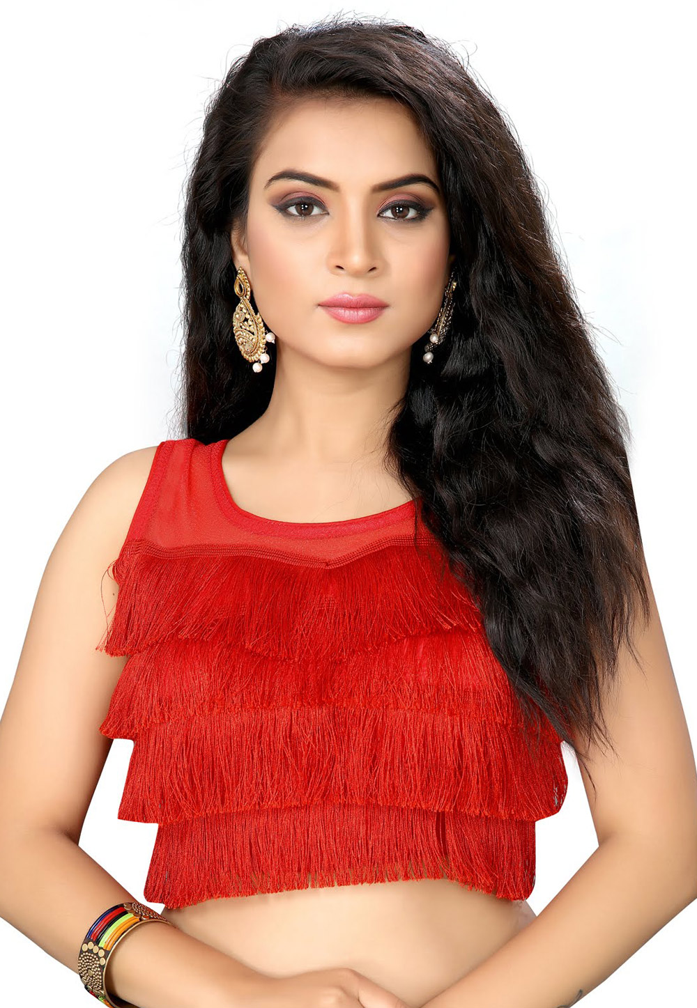 Red Silk Readymade Blouse 181020