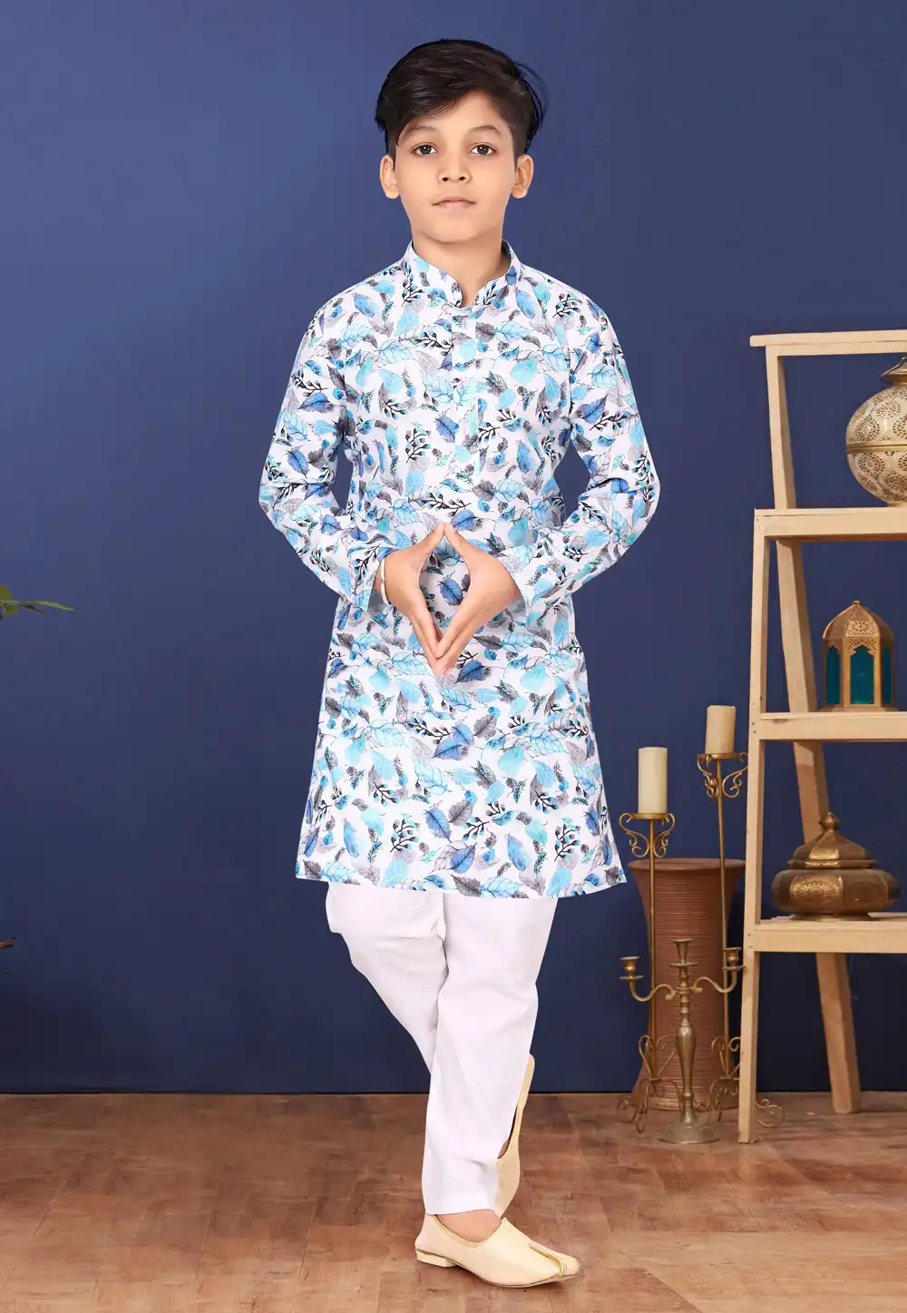 Off White Cotton Kids Kurta Pajama 271928
