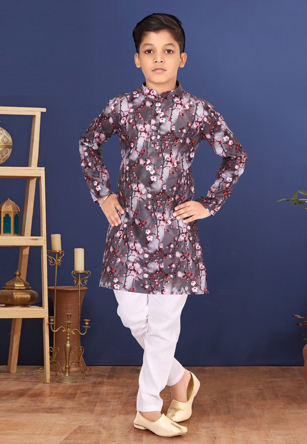 Brown Cotton Kids Kurta Pajama 271929