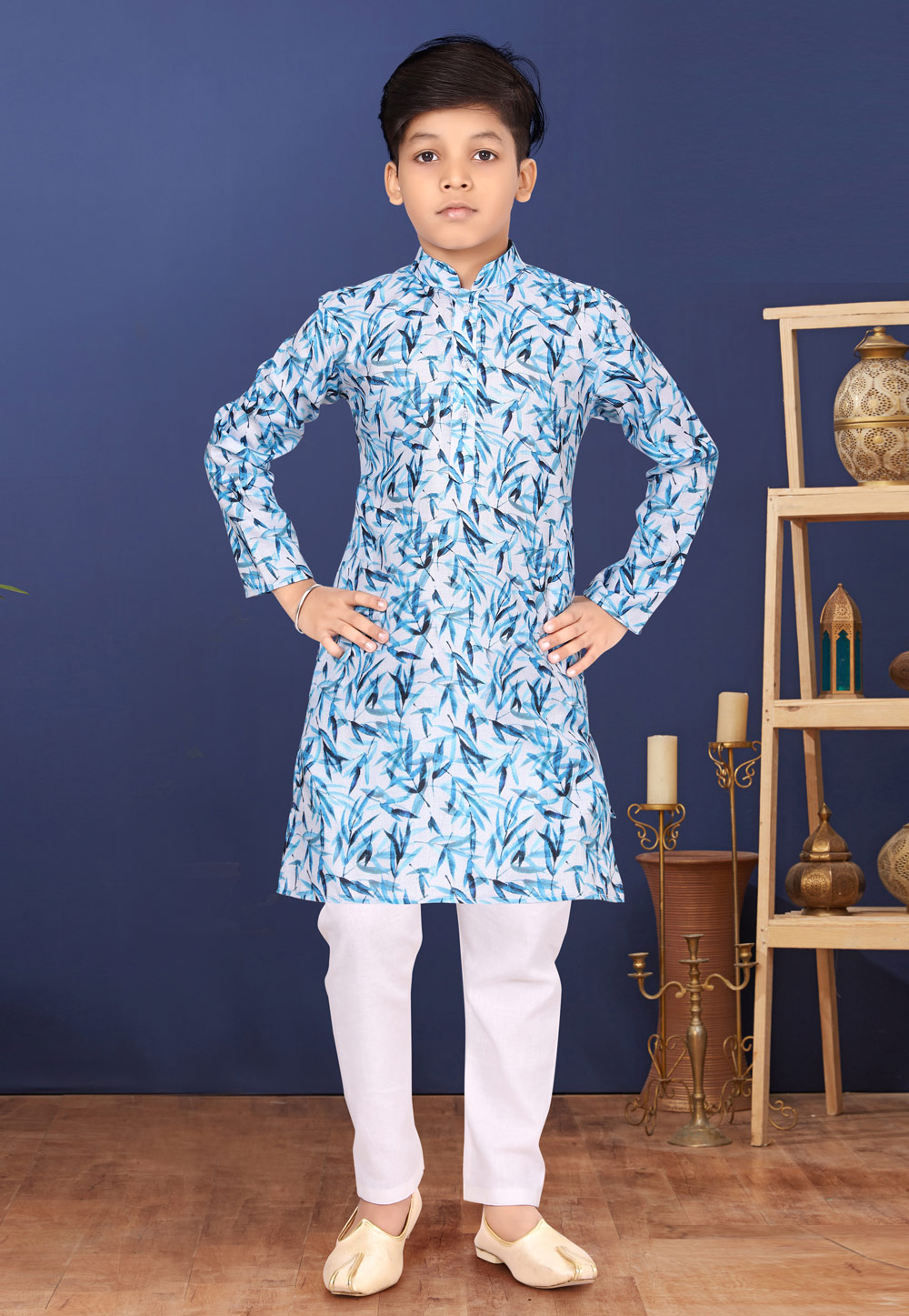 Off White Cotton Kids Kurta Pajama 271930