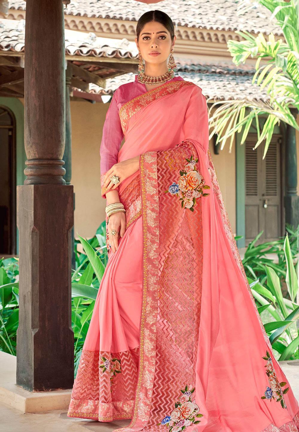 Pink Georgette Festival Wear Saree 184718
