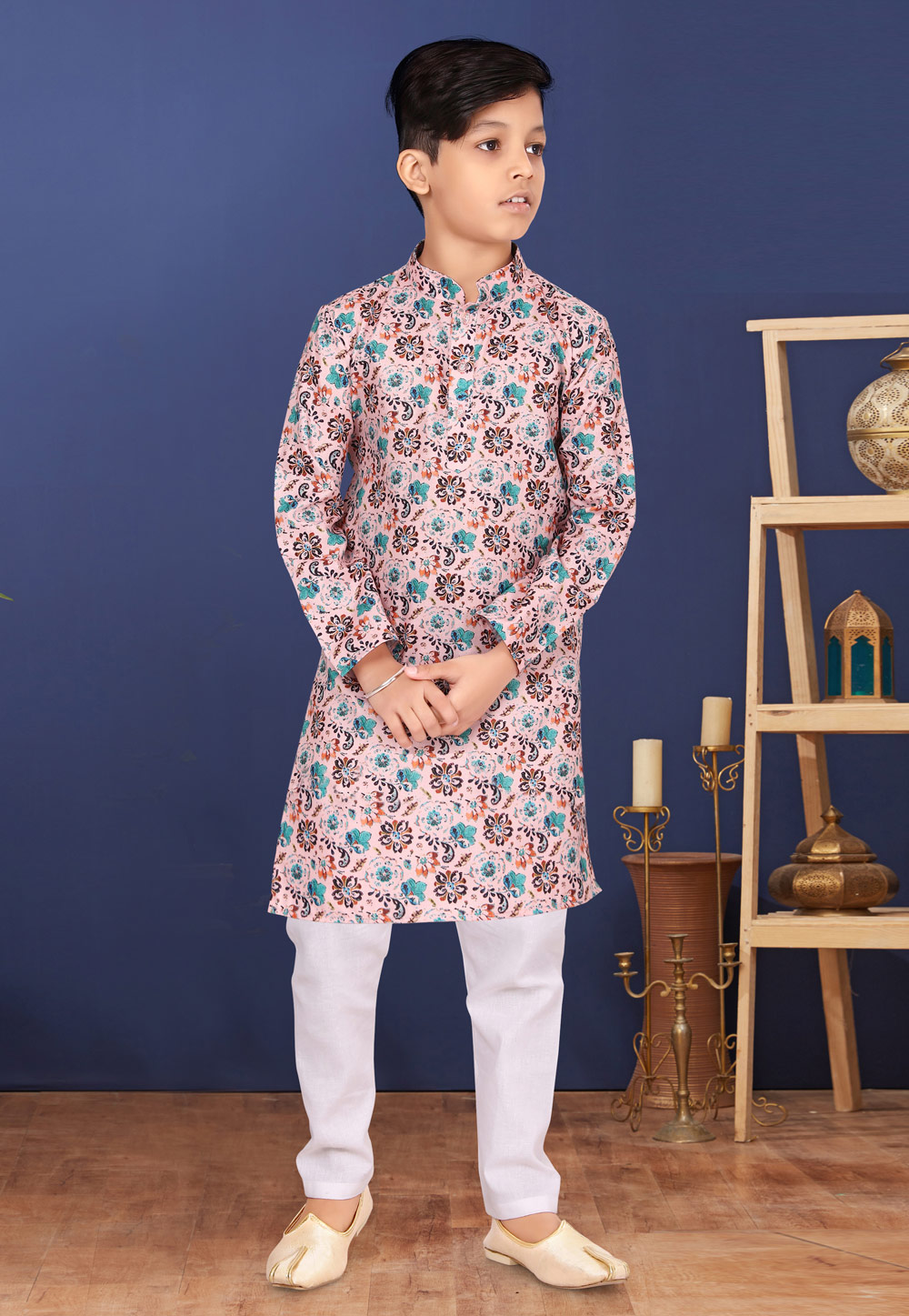 Pink Cotton Kids Kurta Pajama 271932
