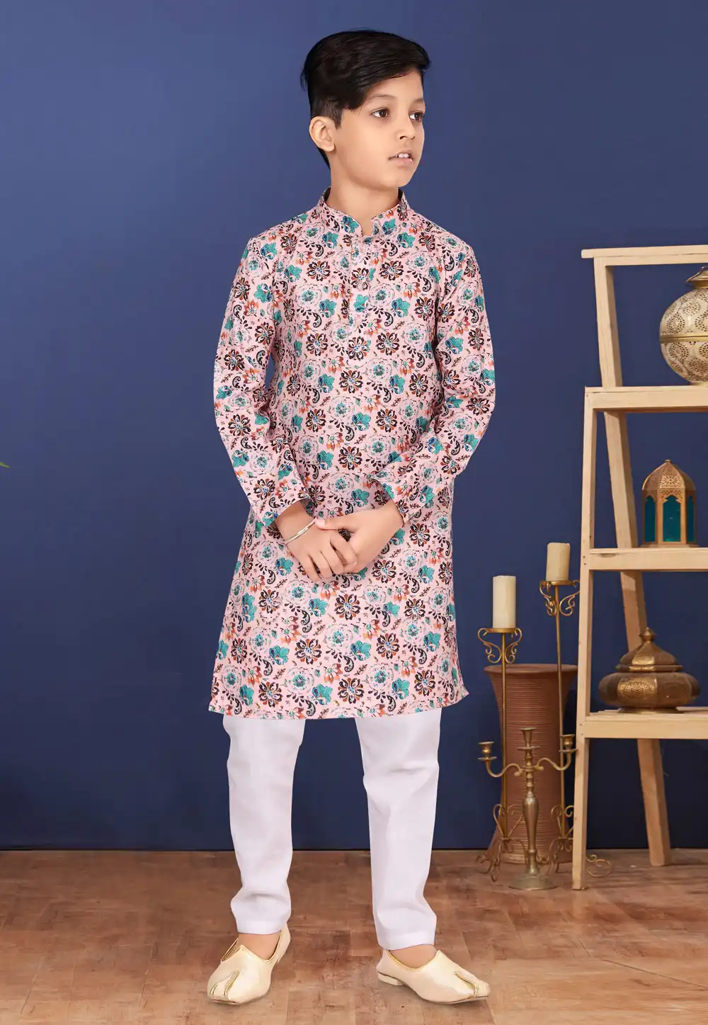 Pink Cotton Kids Kurta Pajama 271932