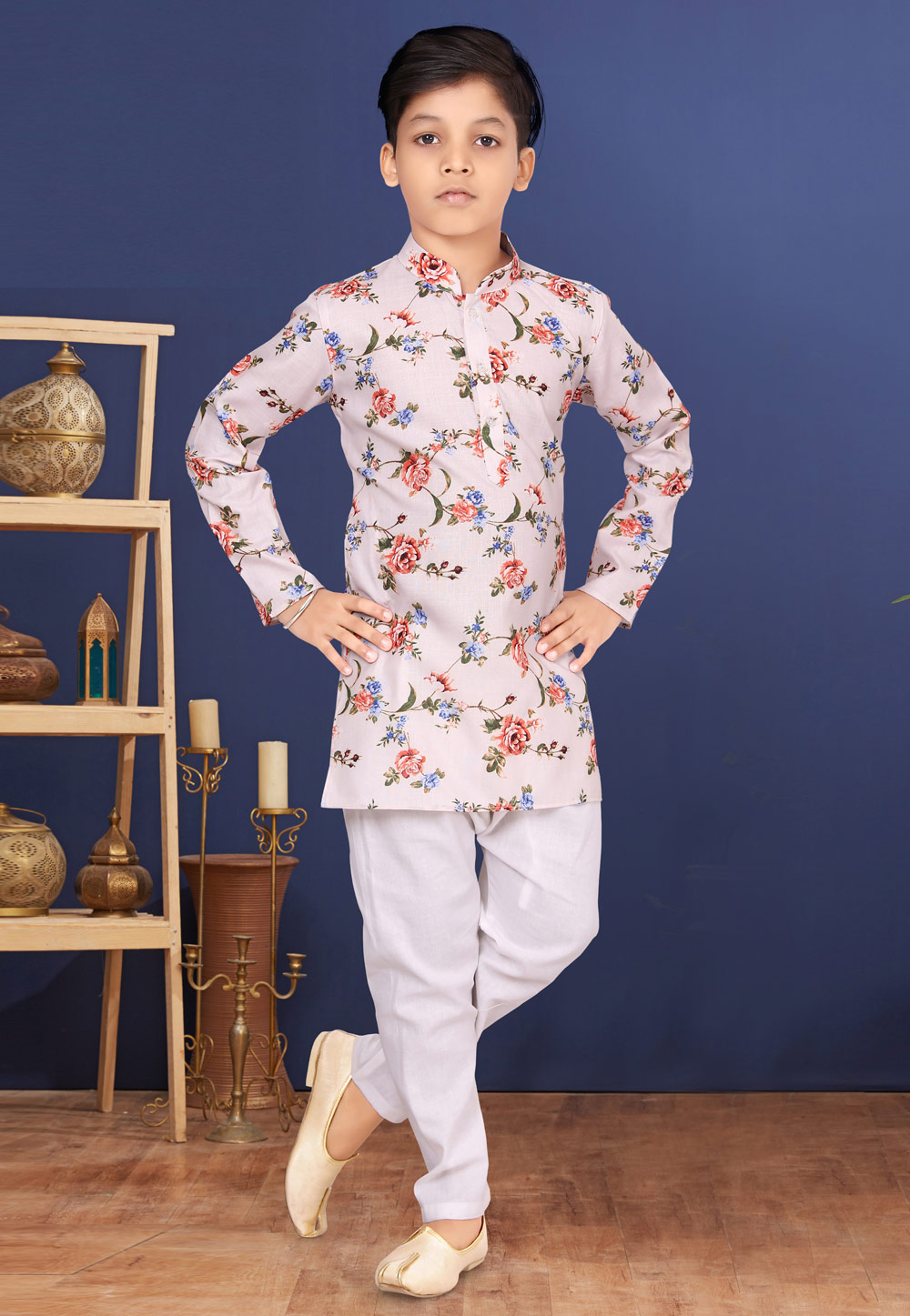 Peach Cotton Kids Kurta Pajama 271935