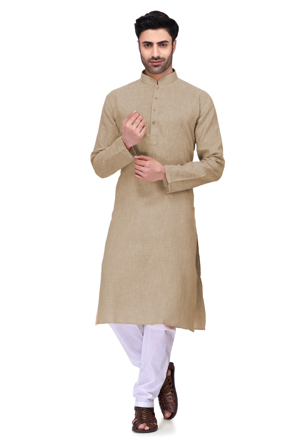 Brown Silk Readymade Kurta Pajama 168928