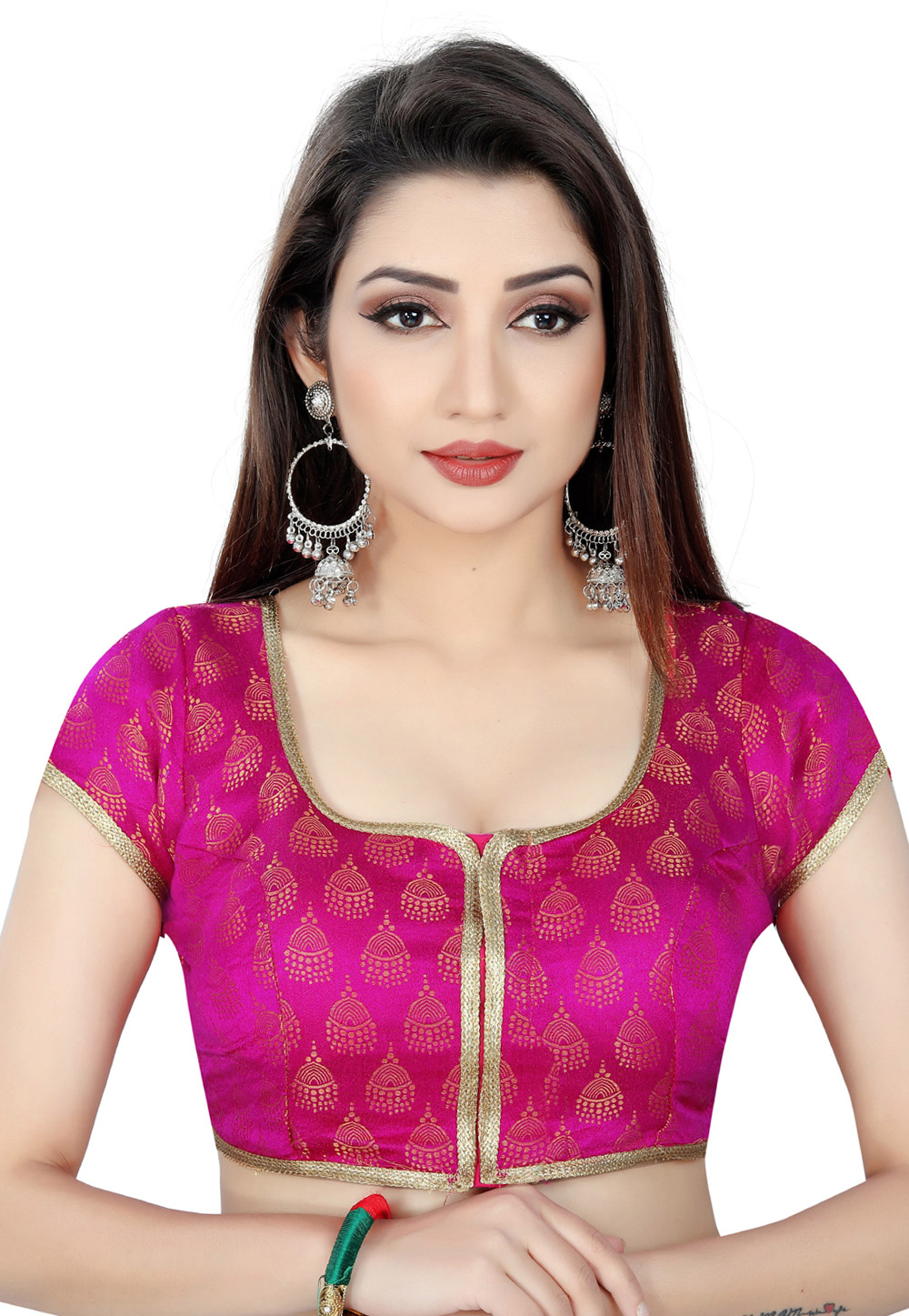 Magenta Brocade Readymade Blouse 169375