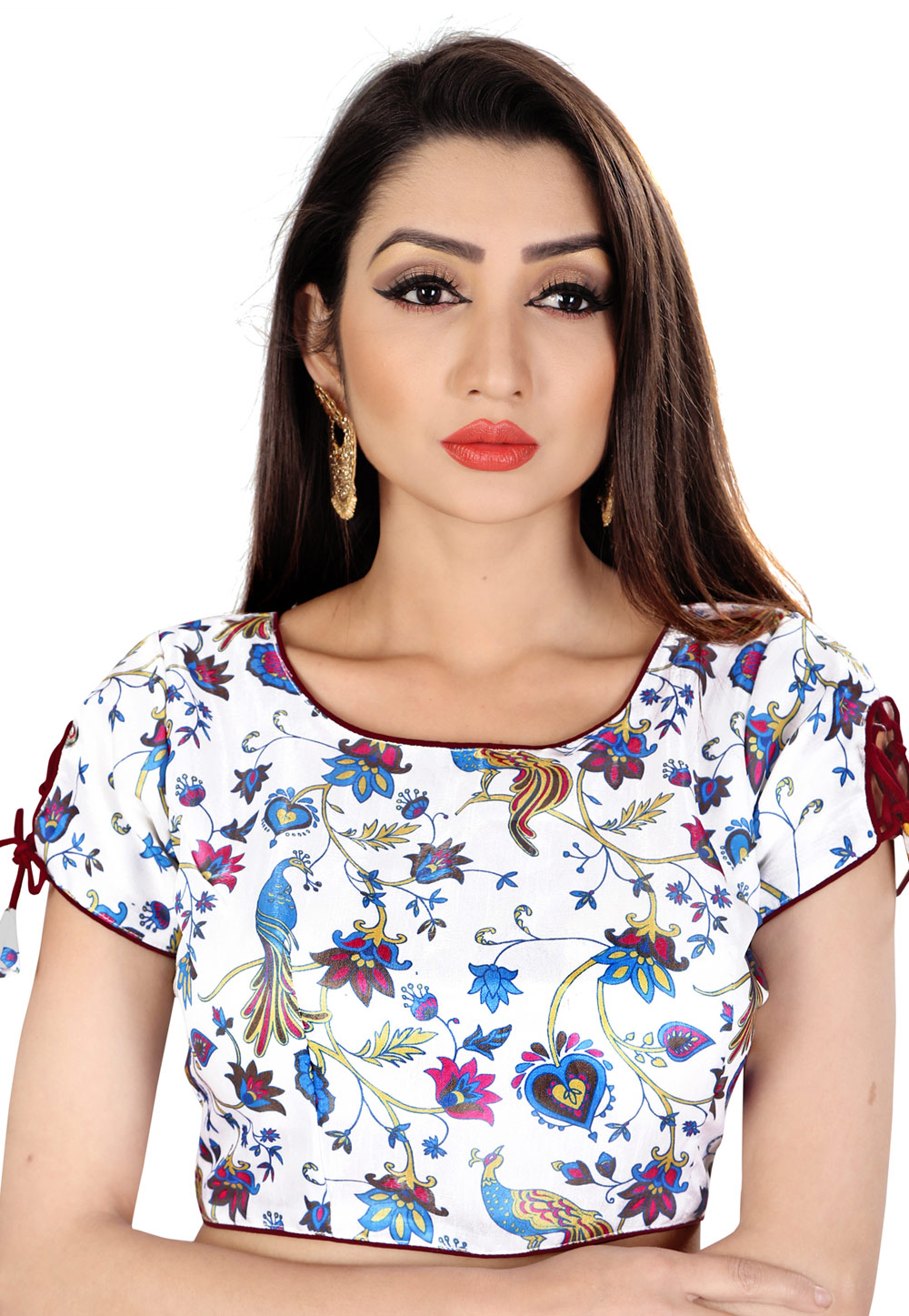 Off White Satin Readymade Blouse 169397