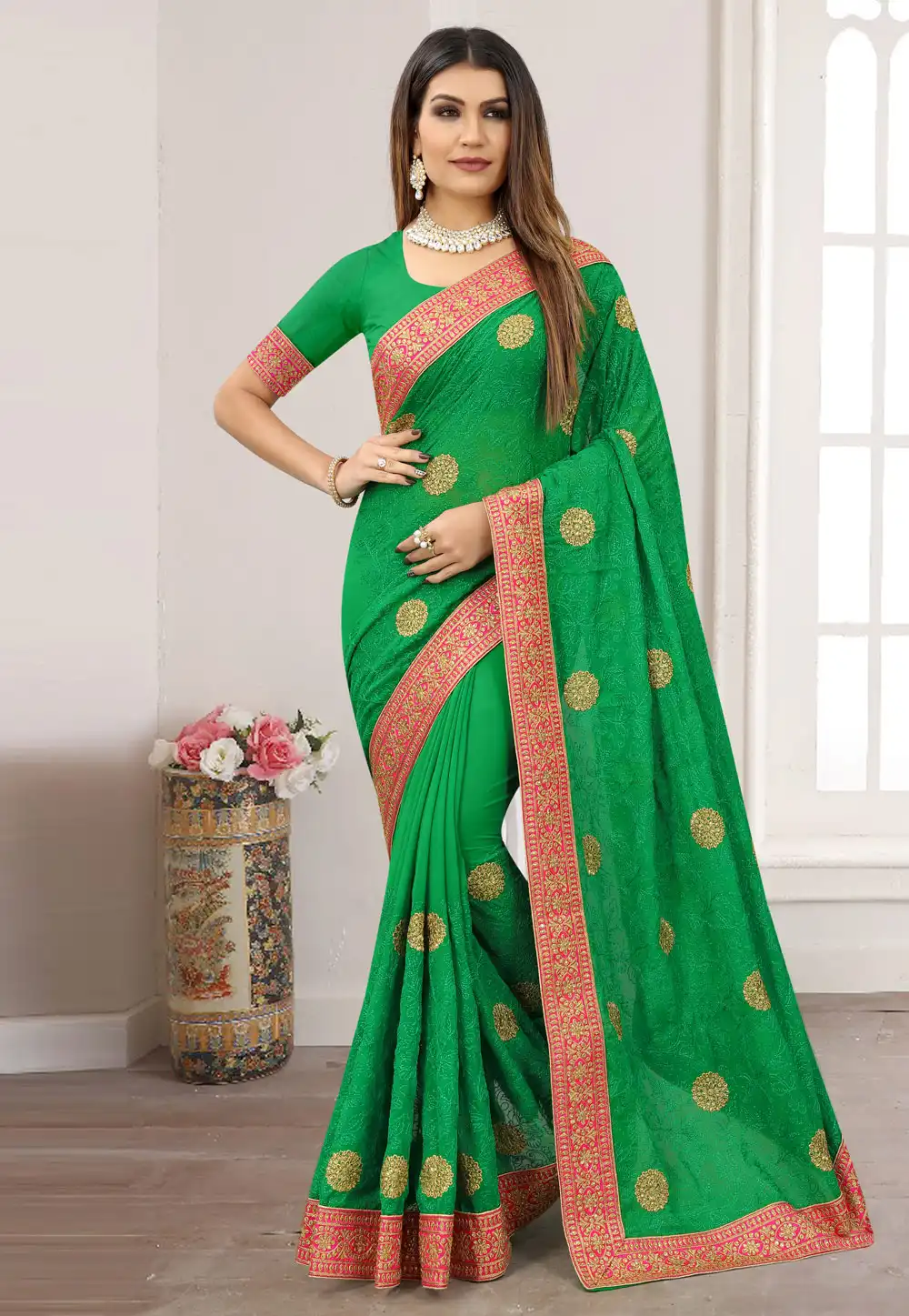 Green Georgette Saree With Blouse 249530